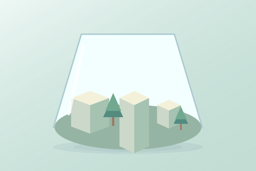 Terrarium city ecosystem — Concept illustration