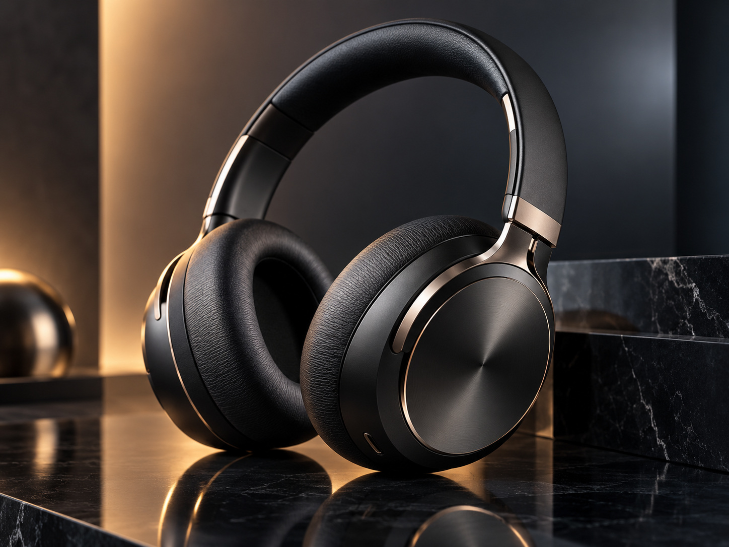 Premium headphones in dramatic light — AI raster reference