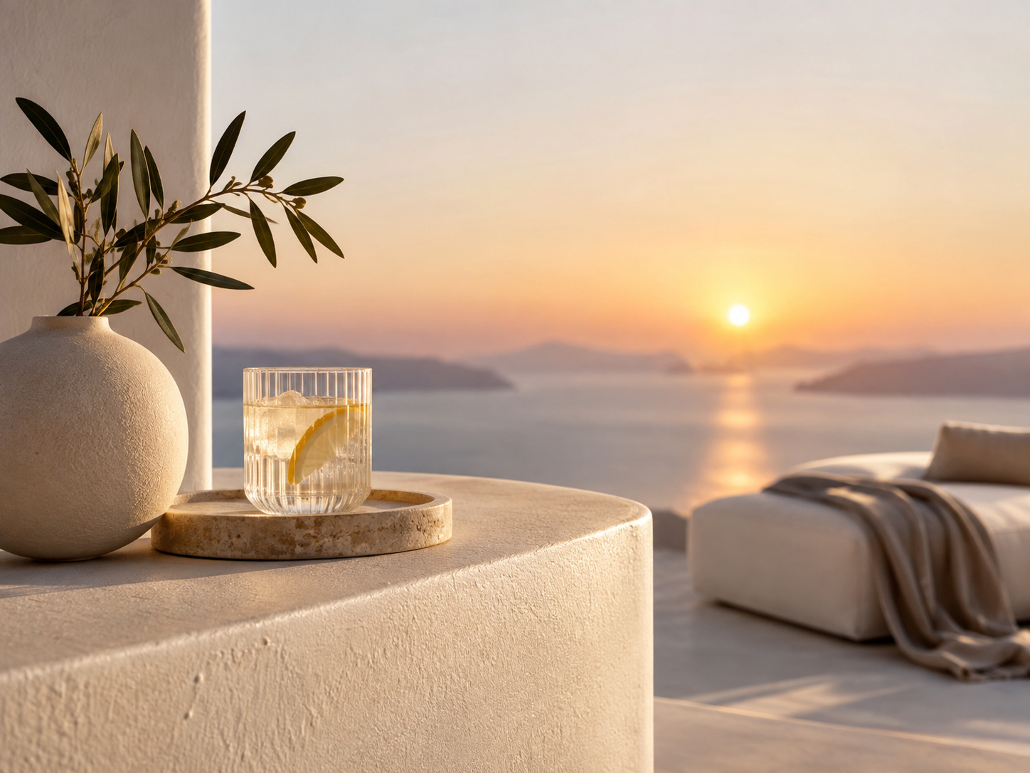 Calm coastal social visual — AI raster reference