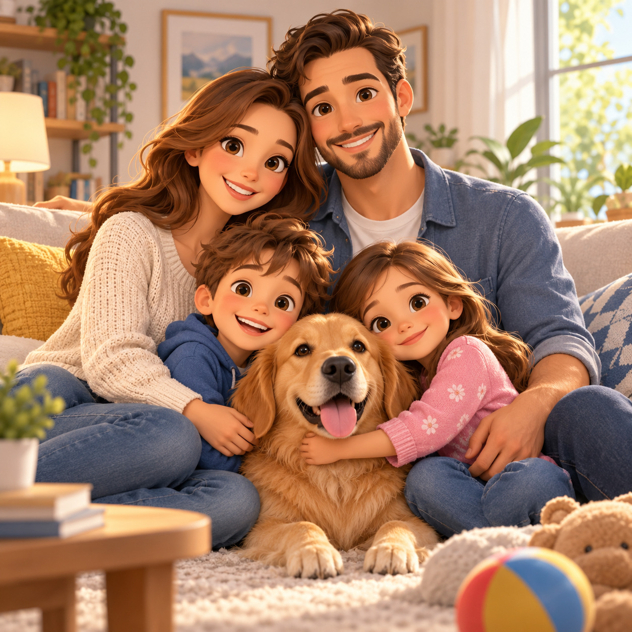 Cartoon Family Scene