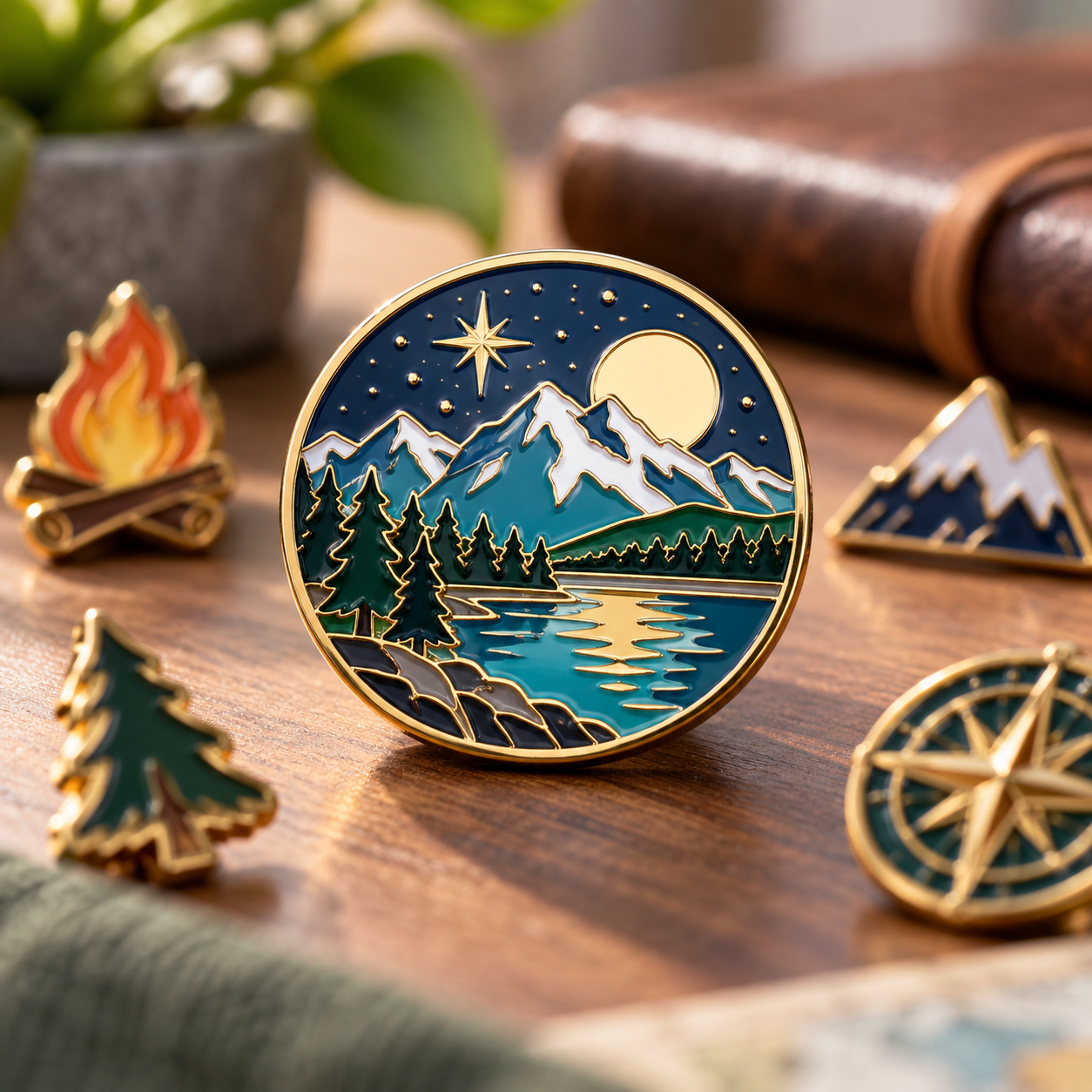 Colourful enamel badge — AI raster reference