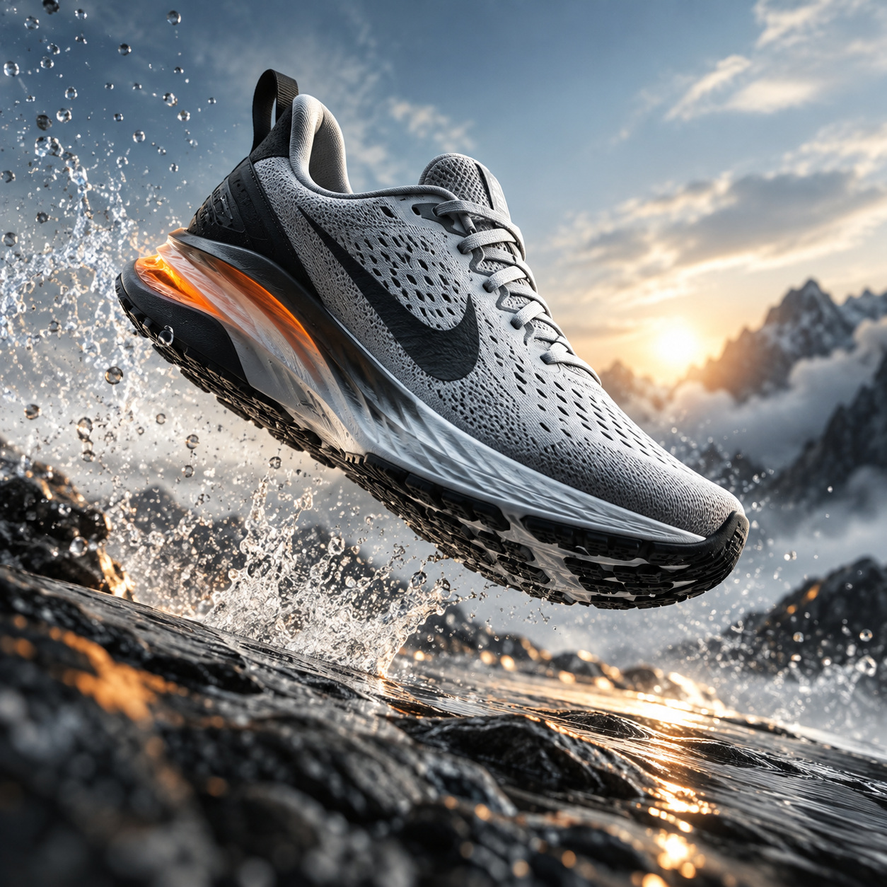 Sneaker in motion — AI raster reference