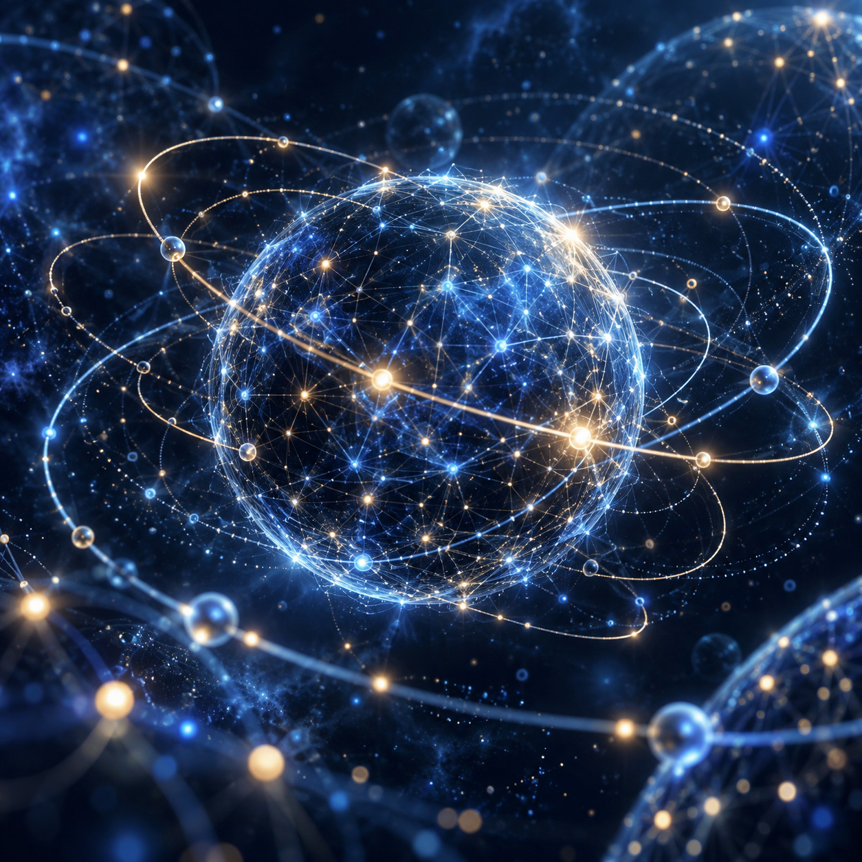 Neural-orbit technology backdrop — AI raster reference