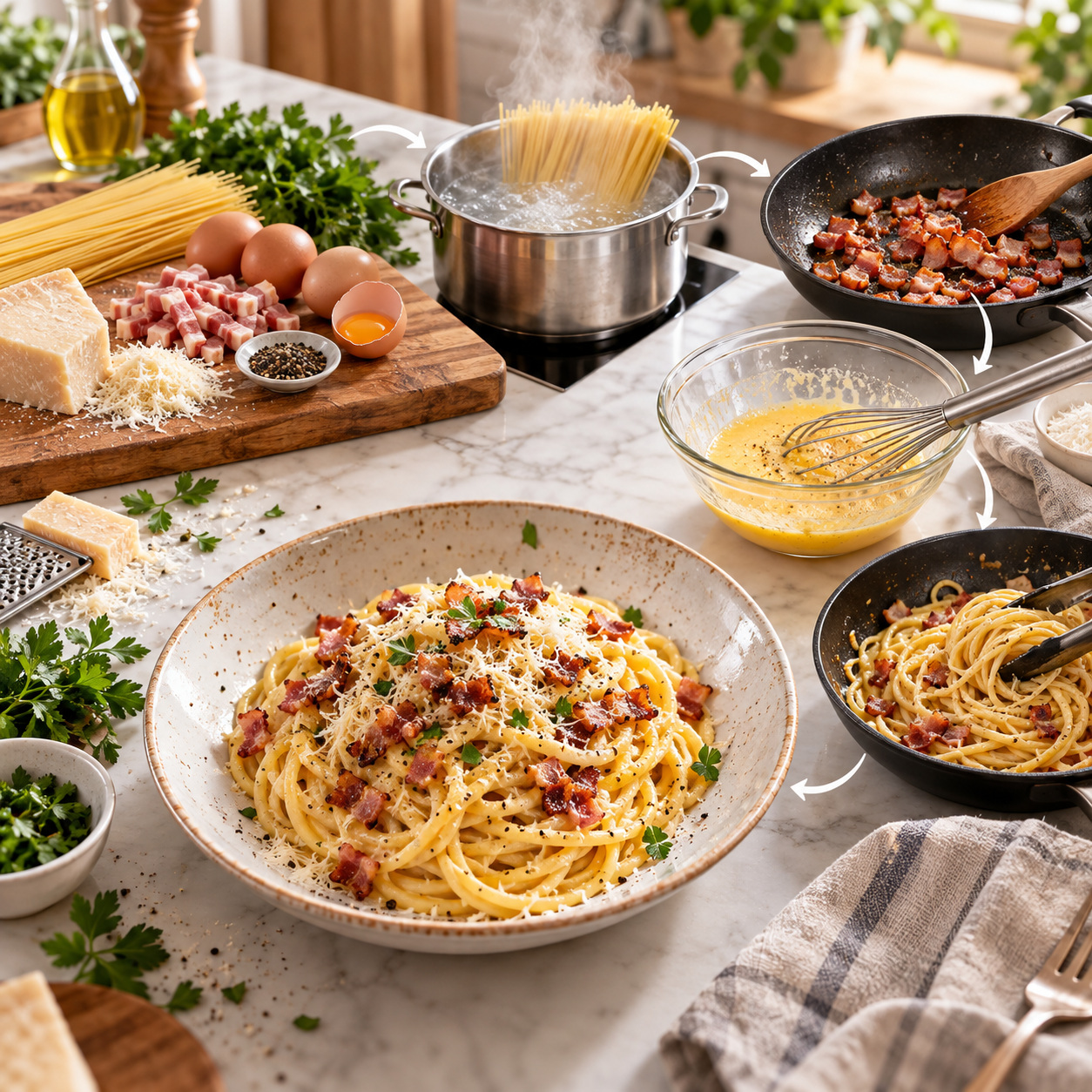 Step-by-step recipe graphic — AI raster reference